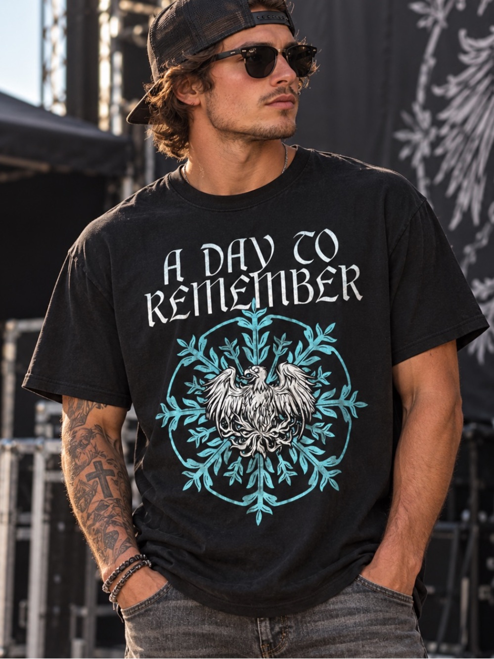 A Day to Remember Reassembled Acoustic Theater Tour Black Graphic T-Shirt size L